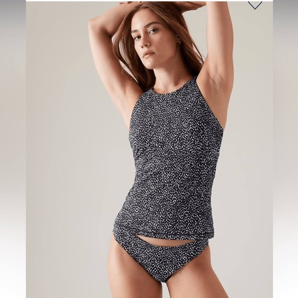 Athleta Black & White Speckled Tankini Set